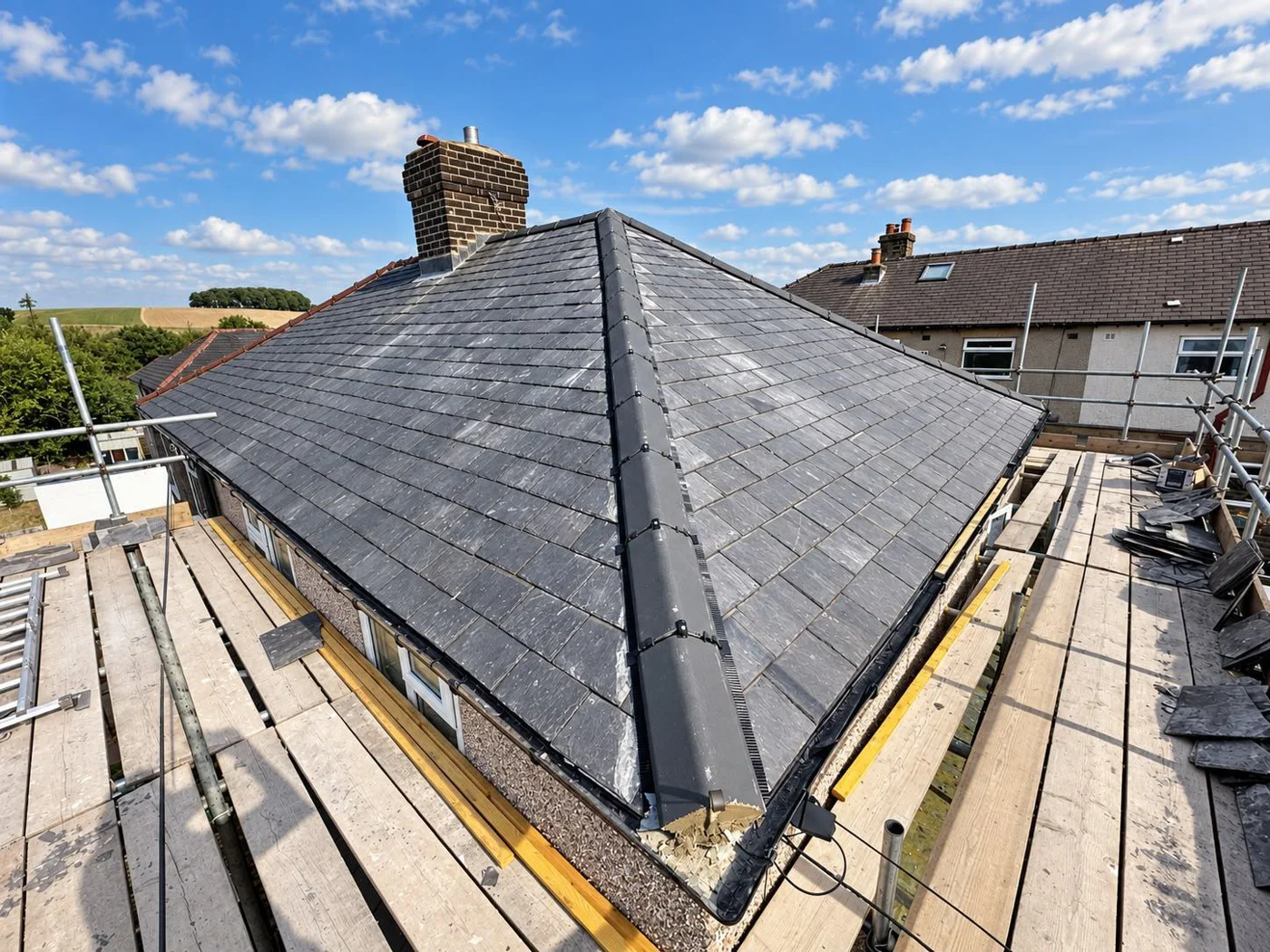 Refurbished slate roof in Whaley Bridge