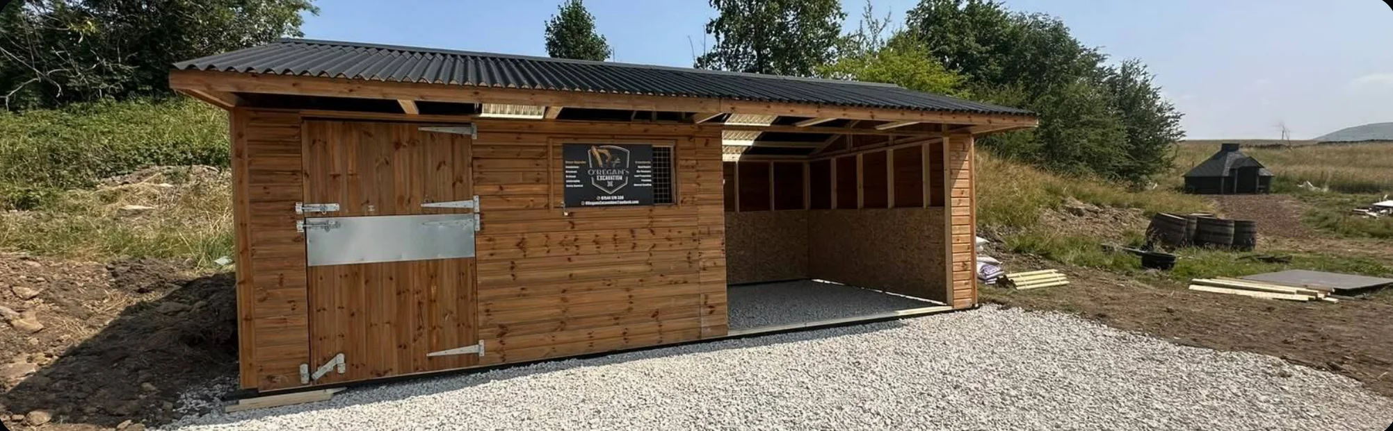 Timber stable and shelter built on a gravel base